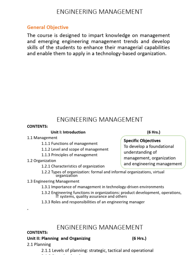 EM Notes Lecture OK Copy Lecture | PDF | Planning | Strategic Planning