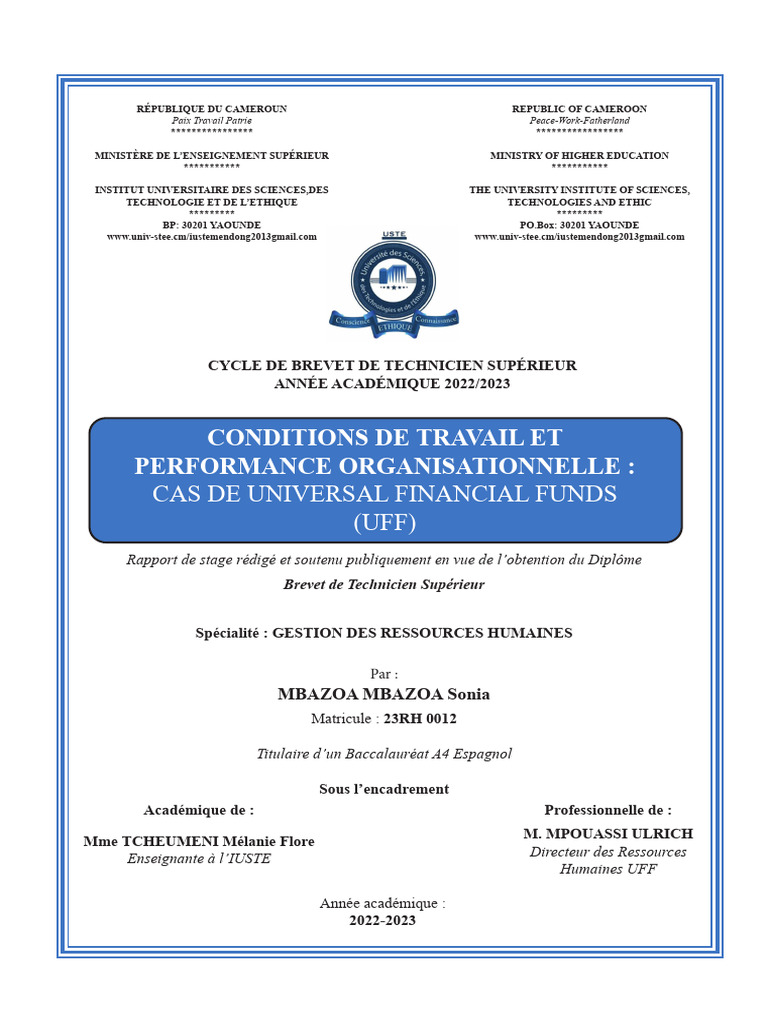Conditions de travail chez UFF | PDF | Audit | Crédit
