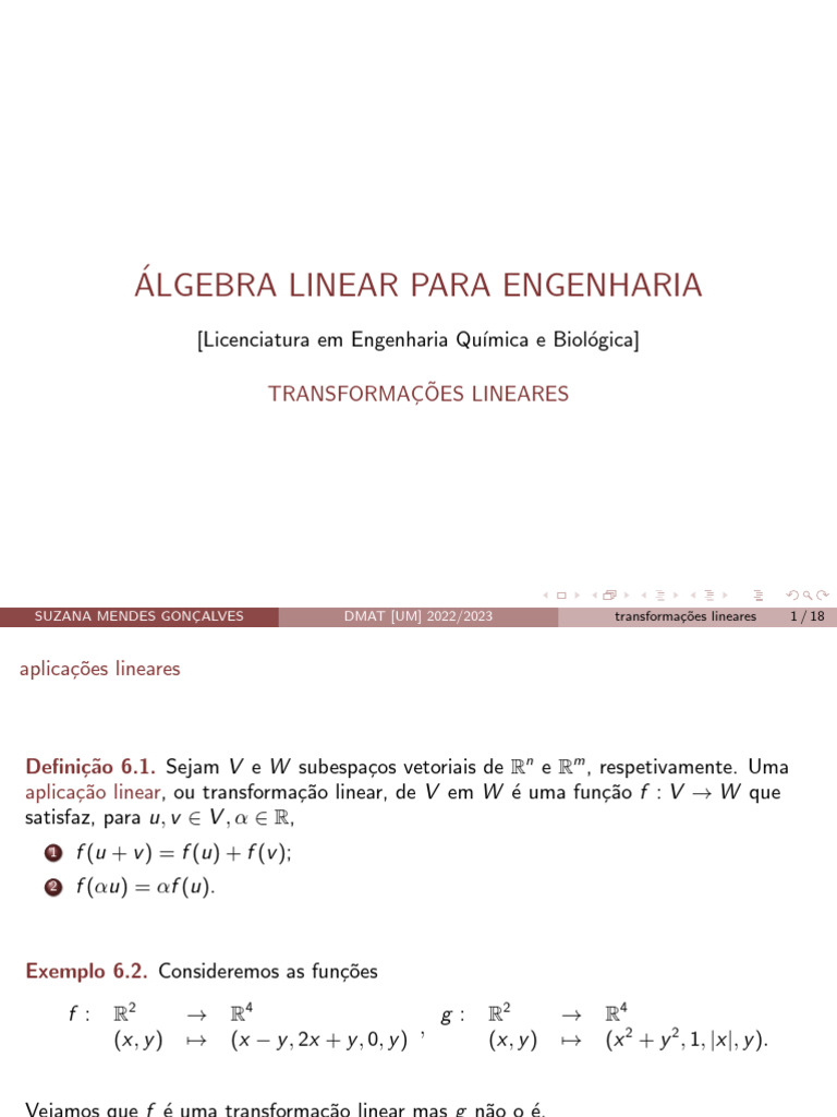 Transformações Lineares em Álgebra Linear | PDF | Mapa linear | Matemática