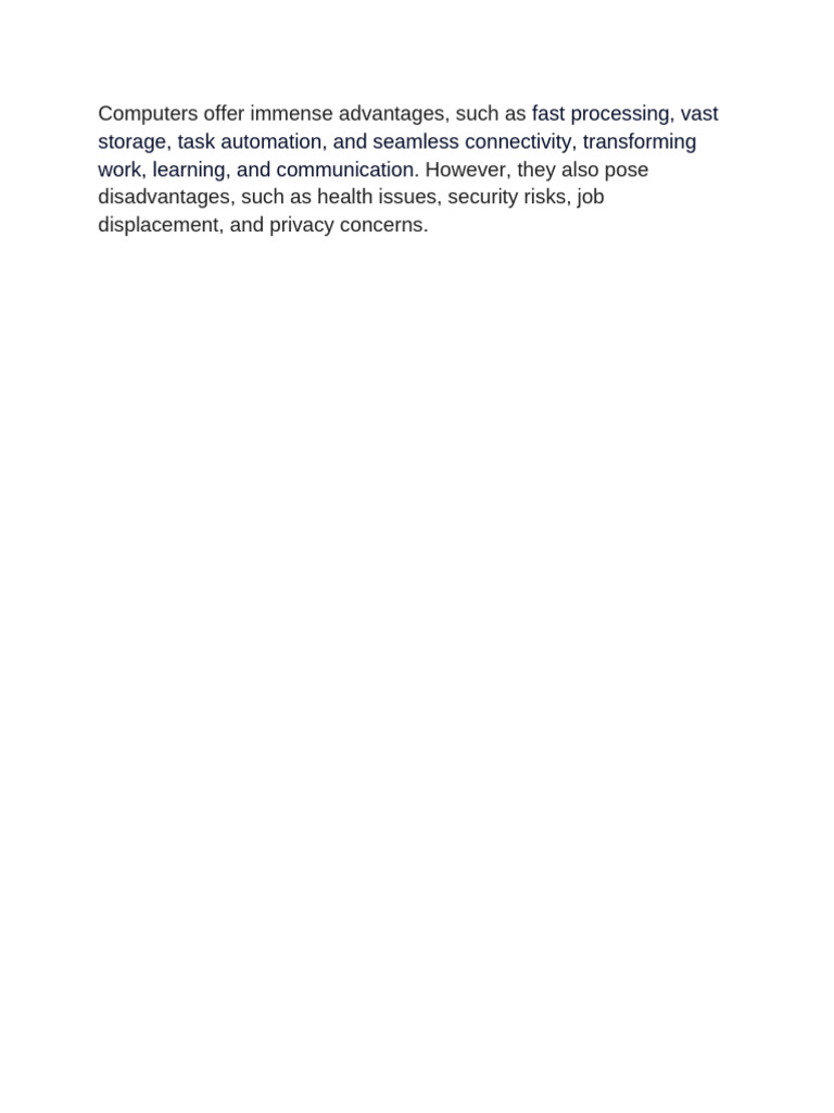 Computers Offer Immense Advantages | PDF