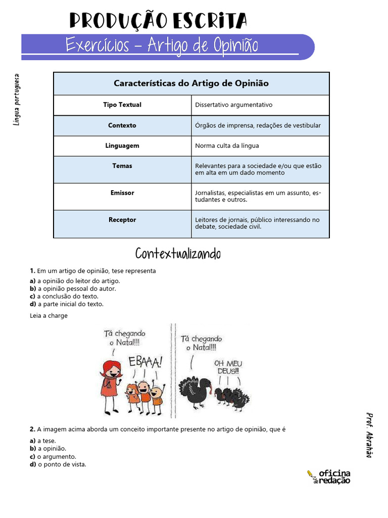 Artigo de Opinião Exercícios | PDF | Autor
