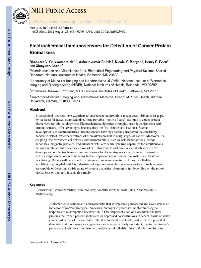 Electrochemical Immunosensors for Cancer Detection | PDF | Prostate ...