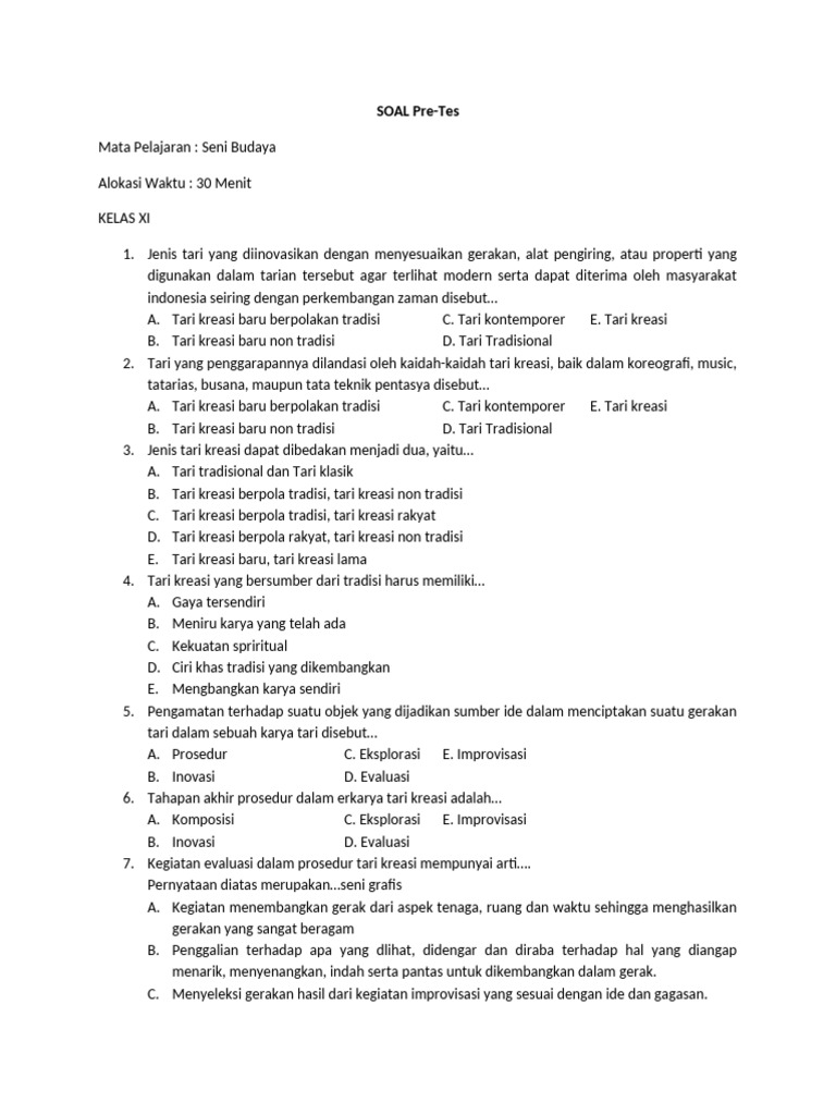 Soal Pre Test | PDF