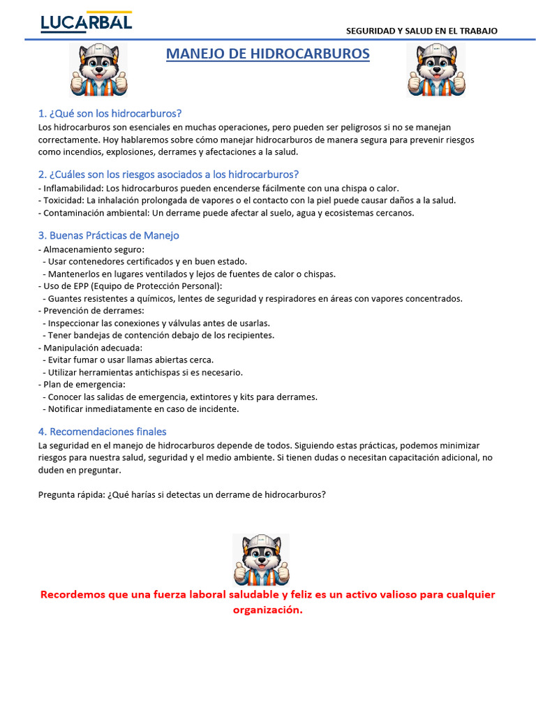 Seguridad en Manejo de Hidrocarburos | PDF