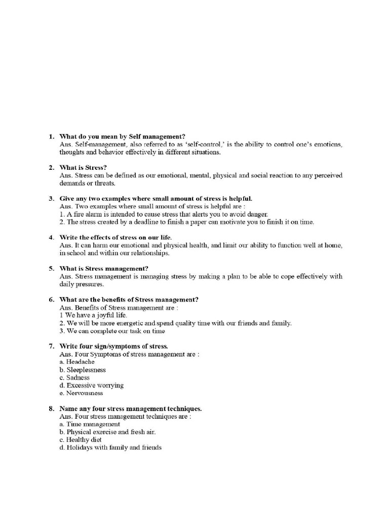 Chapter 2 Self Management Skills II | PDF