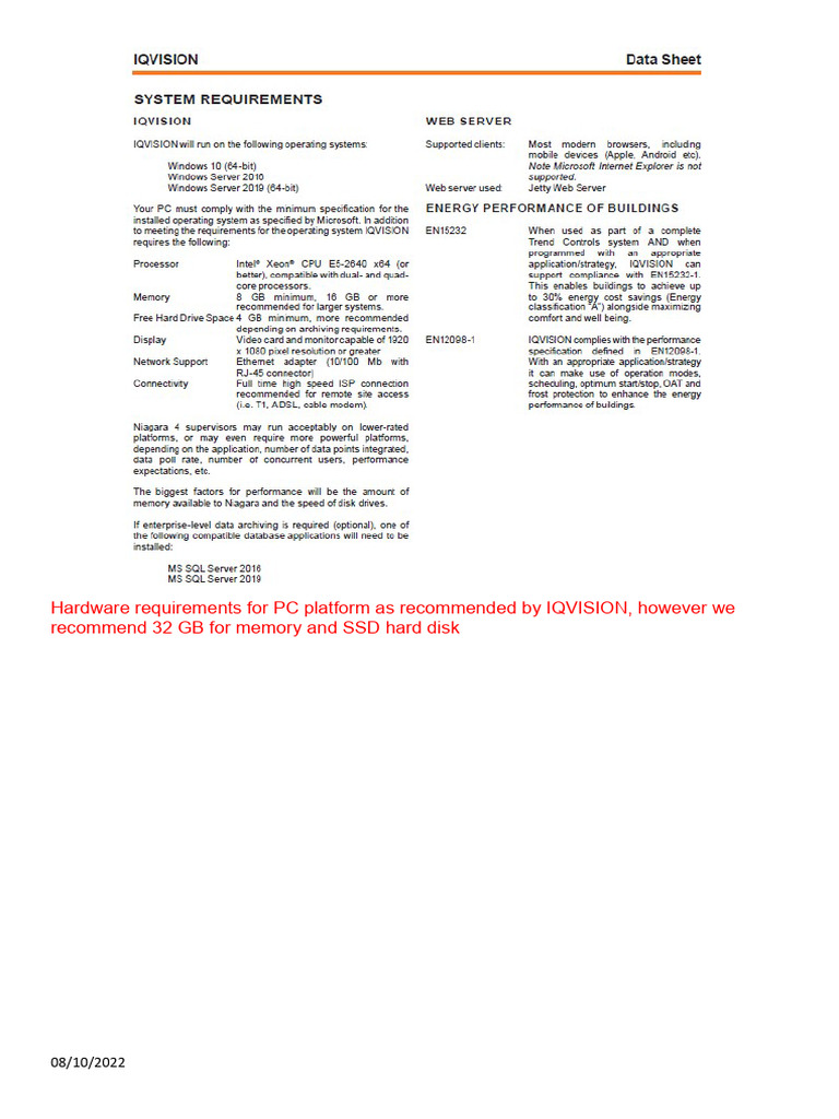 Requirements For The PC Platform Recommended by IQVISION | PDF