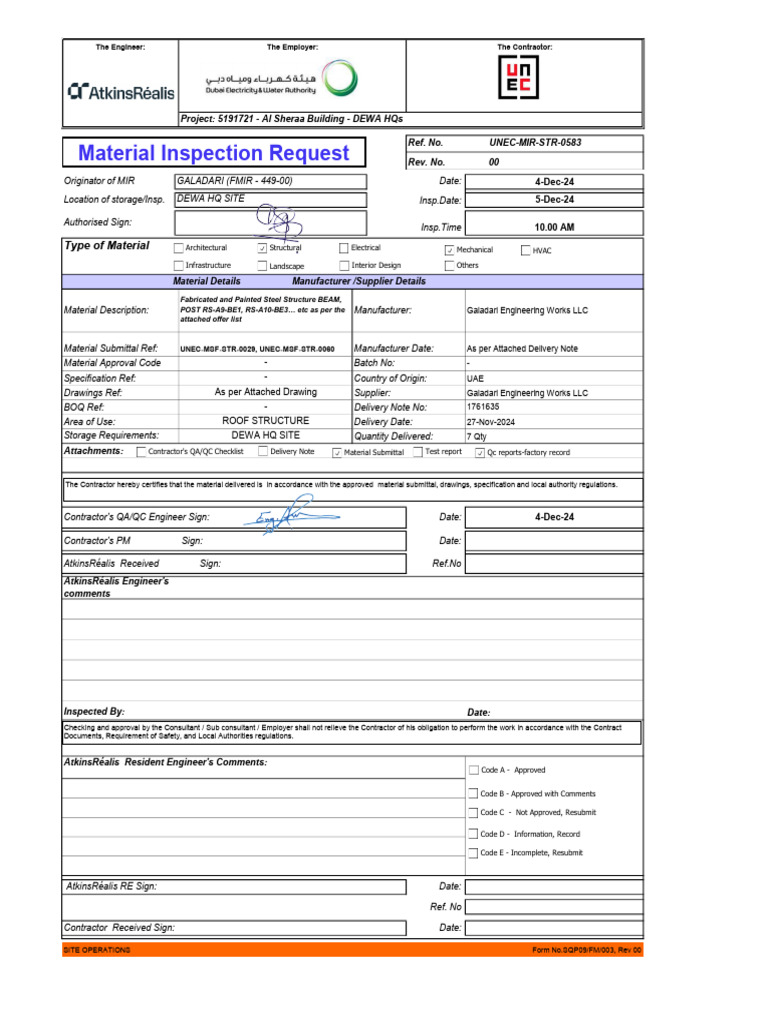Unec-Mir-Str-0583-00 Fabricated and Painted Steel Structure Beam, Post ...