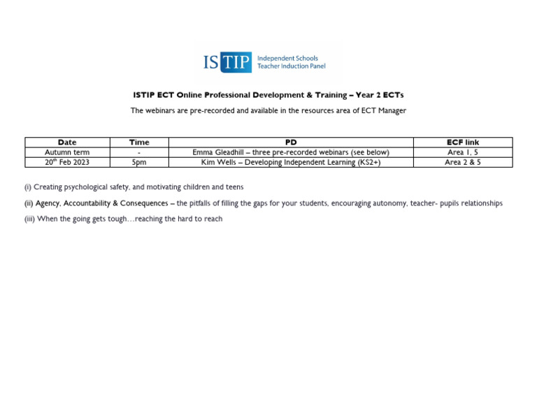 ISTIP ECT Online Training for Year 2 | PDF