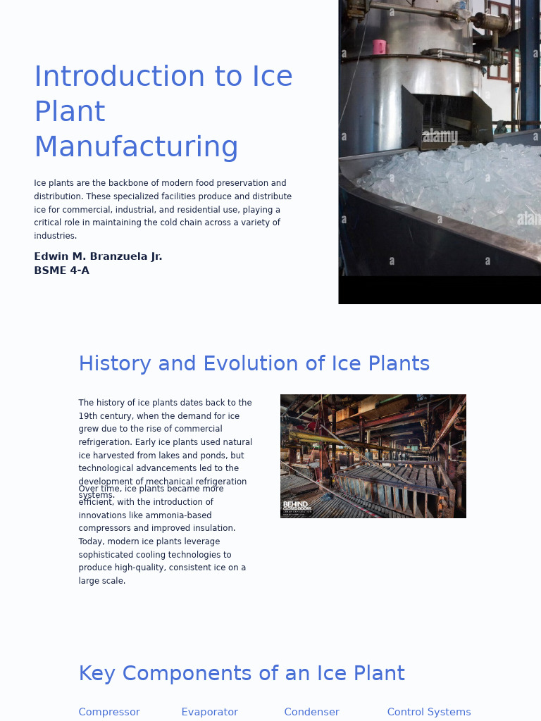 Introduction To Ice Plant Manufacturing | PDF | Refrigeration | Ice