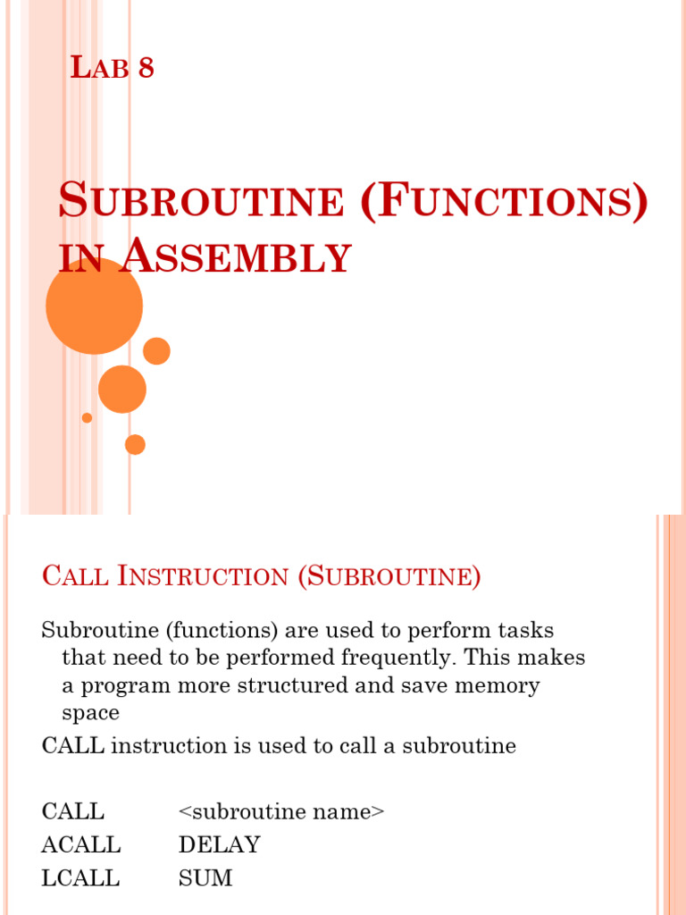 LAB 8 Subroutine in Assembly | PDF | Computer Engineering | Computing