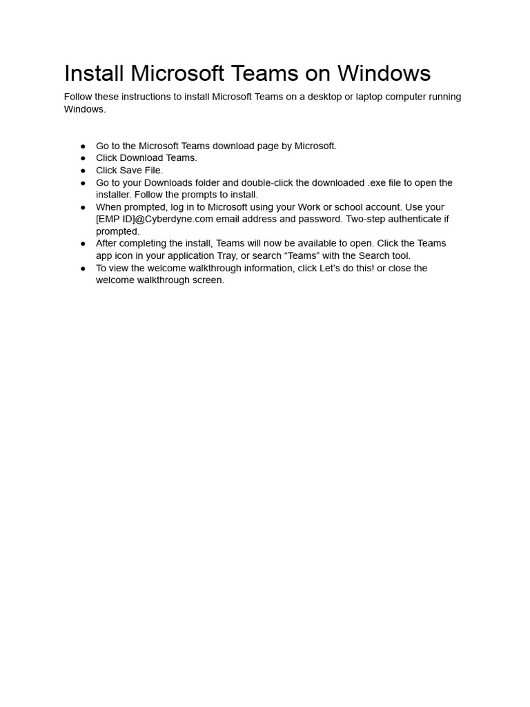 Install microsoft teams on windows pdf