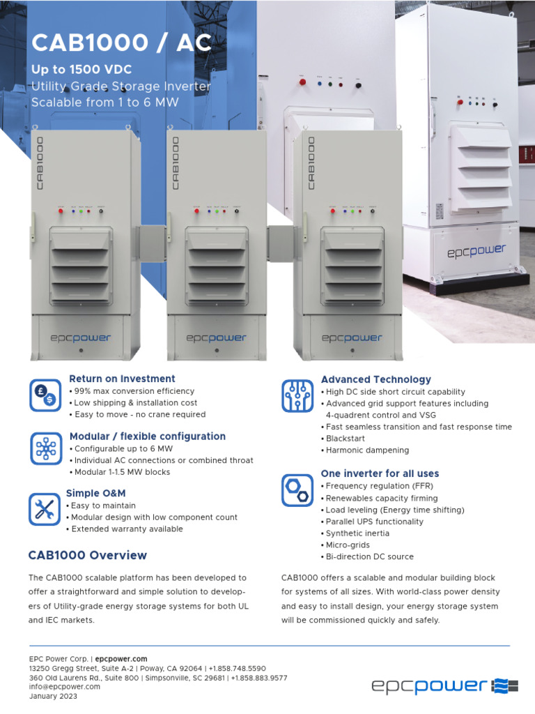 CAB1000 Utility-Grade Inverter Overview | PDF | Alternating Current ...