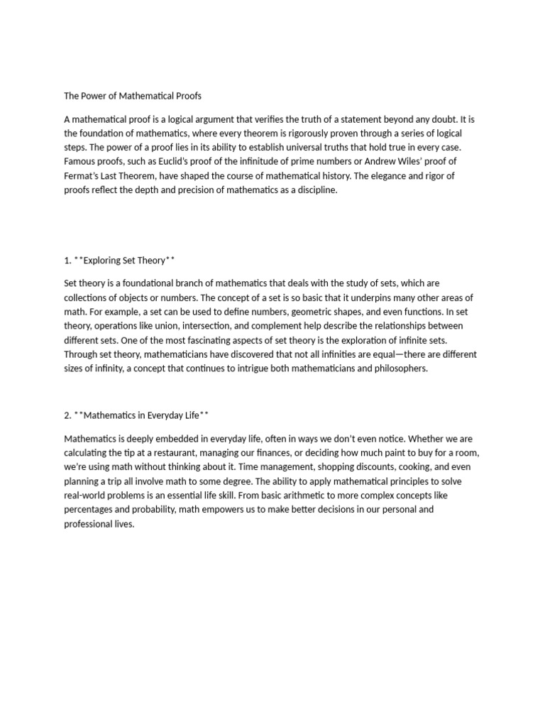 The Importance of Mathematical Proofs | PDF