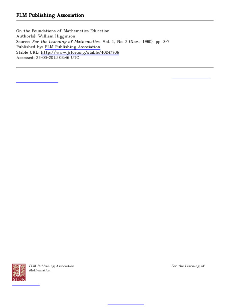 Foundations of Mathematics Education | PDF | Mathematics | Mind