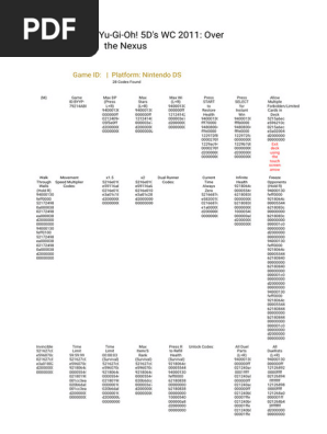 yugioh 5ds over the nexus card list Yu-Gi-Oh! 5D's WC 2011 Cheat Codes | PDF | Nintendo Consoles
