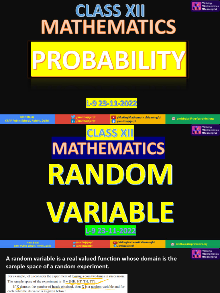 L-9 PROBABILITY (Probability Distribution) 23-11-2022 | PDF