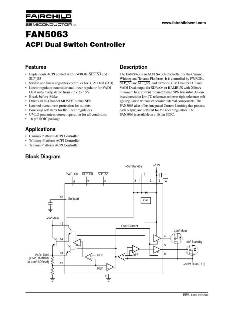 ACPI Dual Switch Controller FAN5063 | PDF | Capacitor | Mosfet
