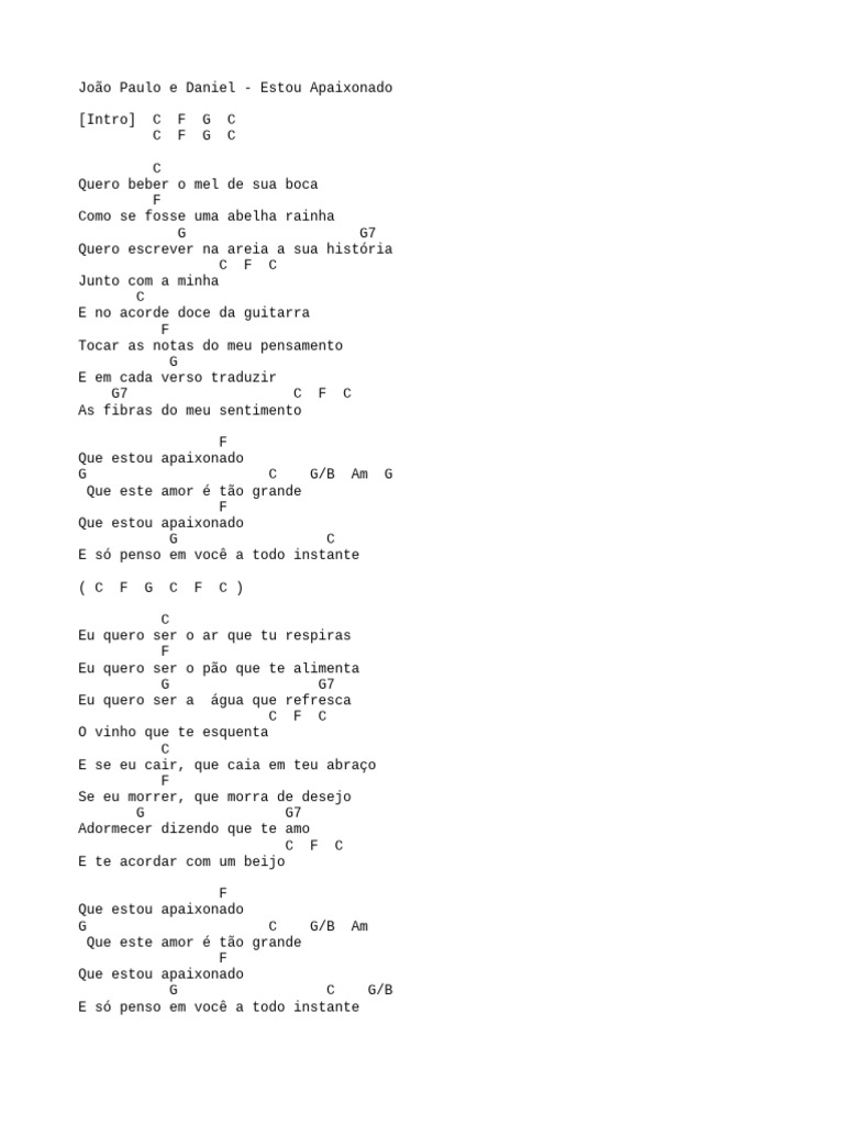 João Paulo e Daniel - Estou Apaixonado | PDF