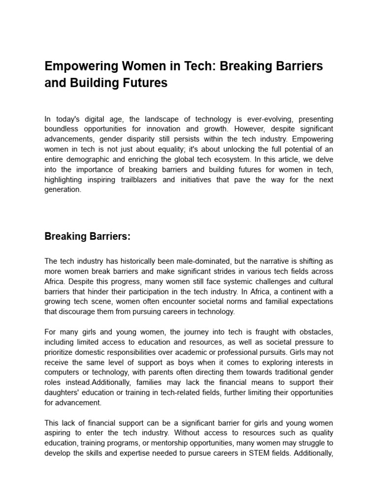 Empowering Women in Tech - Breaking Barriers and Building Futures | PDF ...