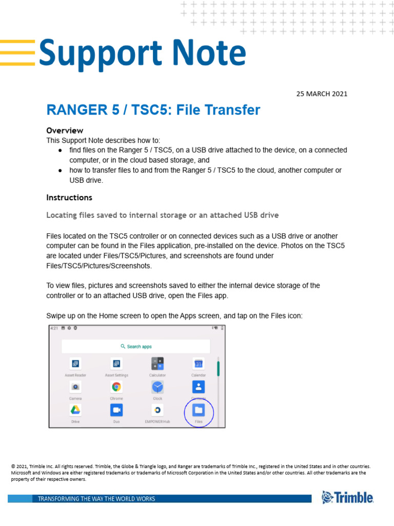 Ranger 5 - TSC5 File Transfer Support Note | PDF | Computer File | Usb