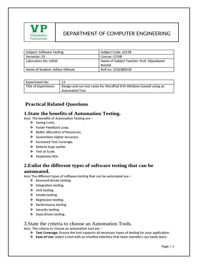 Practical No 13 STE | PDF | Software Testing | Automation