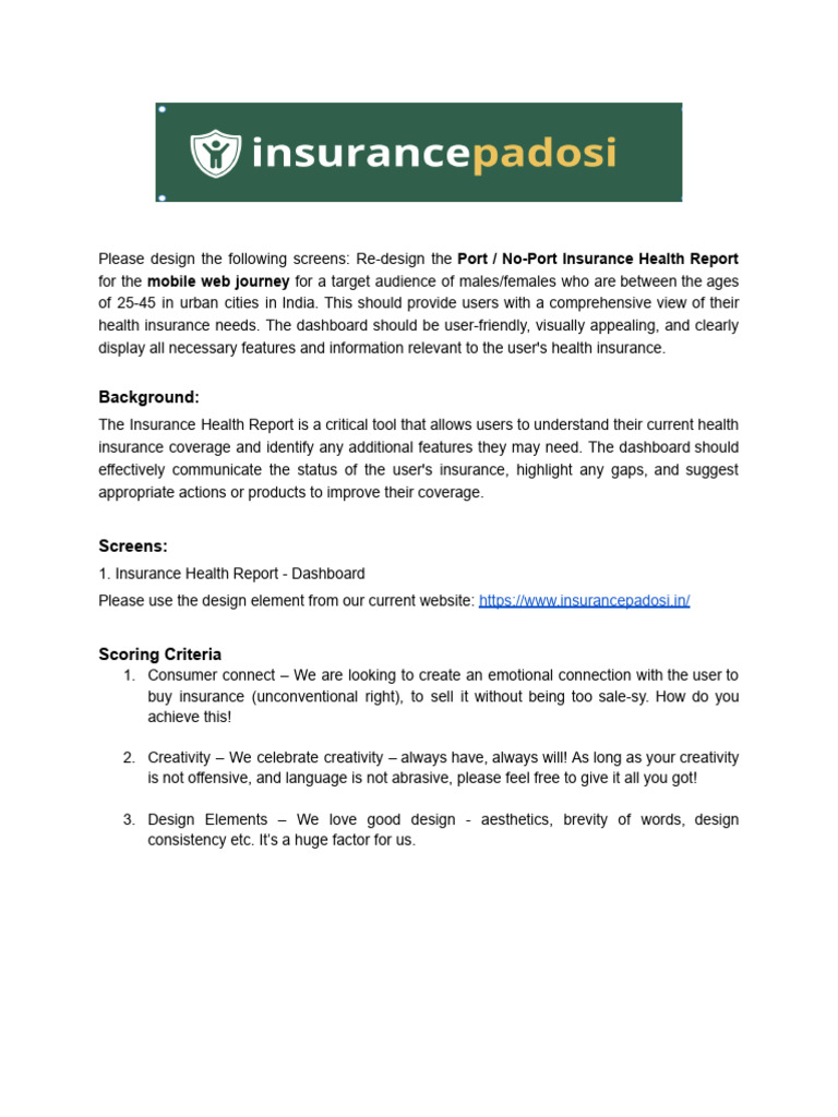 Insurance Padosi Design Assignment | PDF