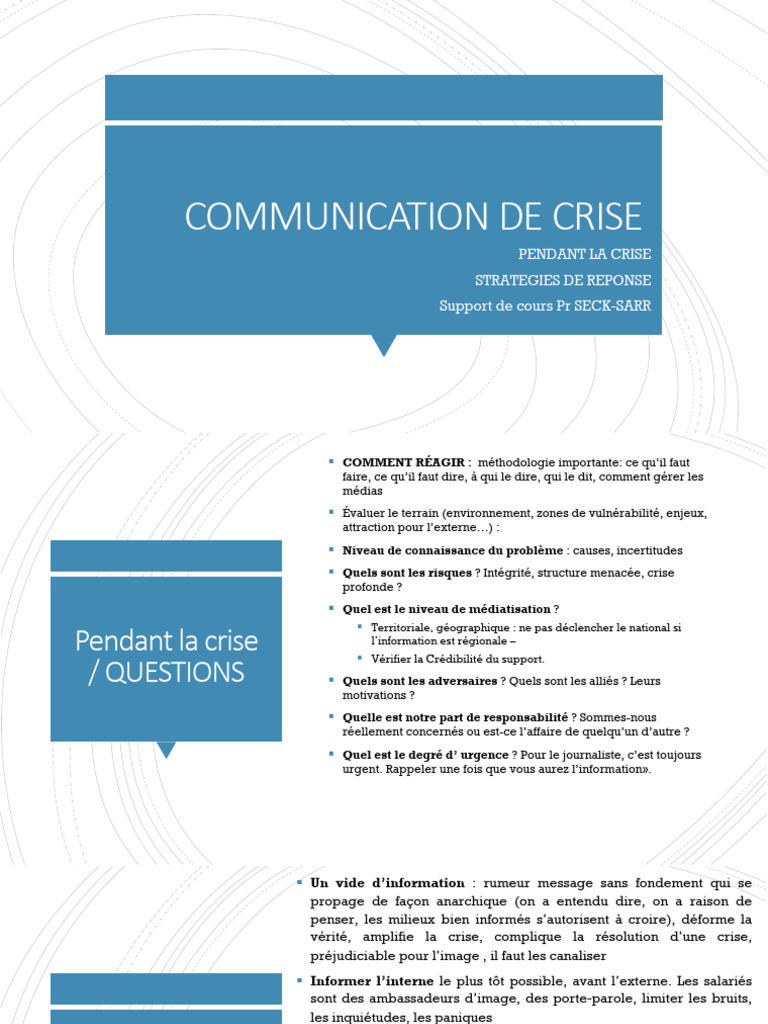 Stratégies de communication en crise | PDF | la communication | Média ...