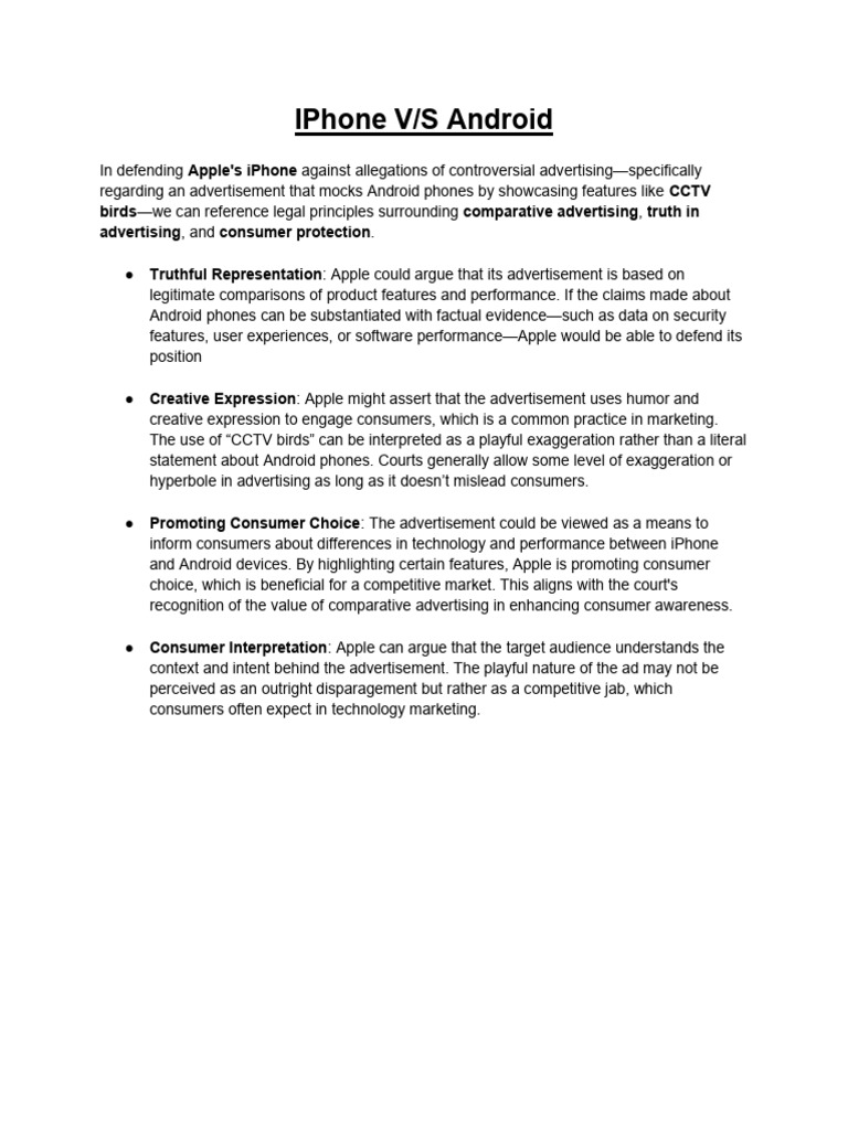 iPhone vs Android: Advertising Debate | PDF