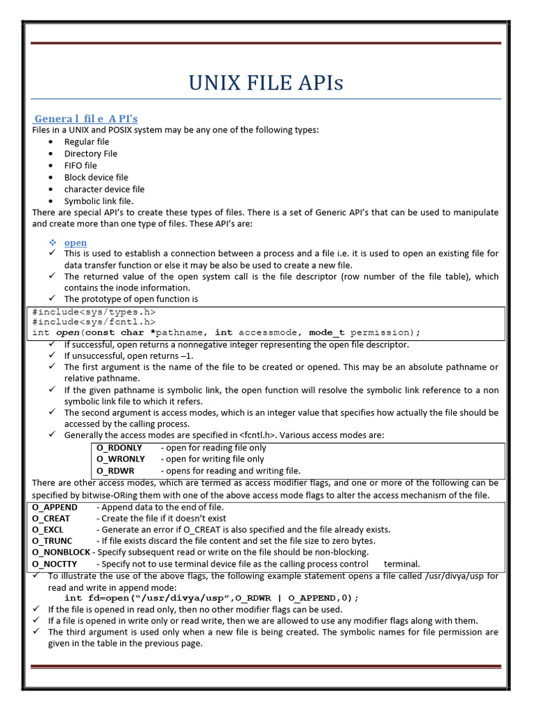 UNIX API Module-3 Open and creat | PDF | Integer (Computer Science ...