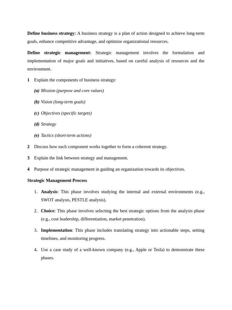 Understanding Business Strategy Components | PDF | Strategic Management ...