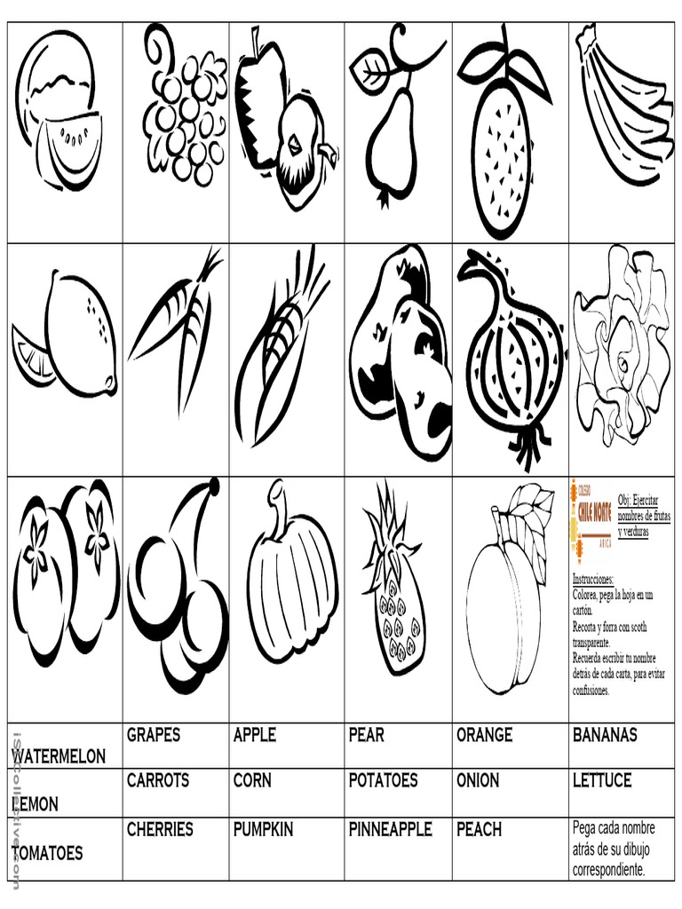 Fruits and Vegetables Cards | PDF