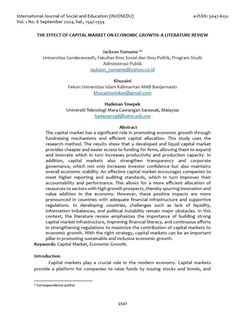 Impact of Capital Markets on Economic Growth | PDF | Bonds (Finance ...