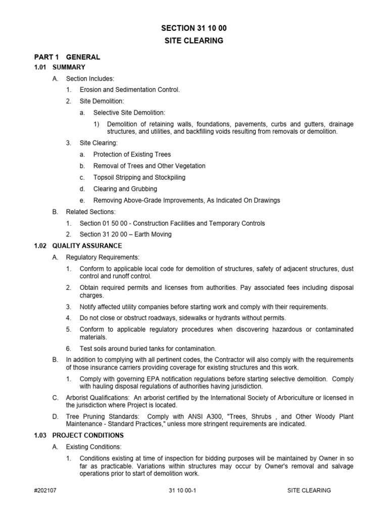 Site Clearing and Demolition Guidelines | PDF | Topsoil | Soil