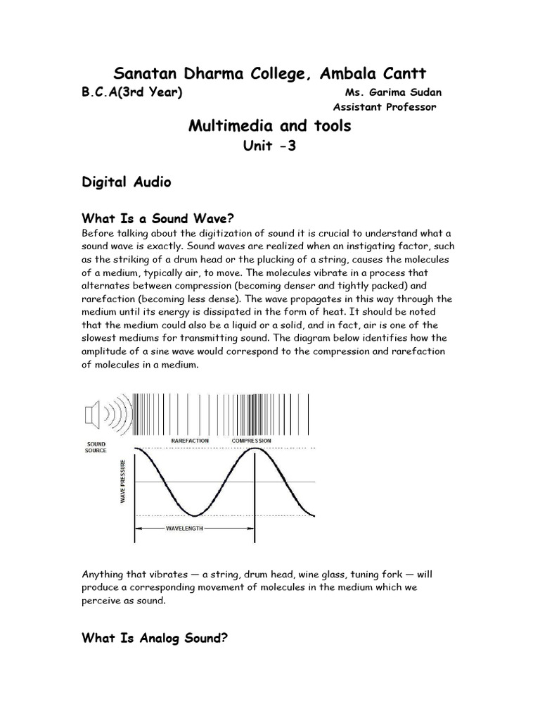 Multimedia unit 3 | PDF | Sampling (Signal Processing) | Digital Audio