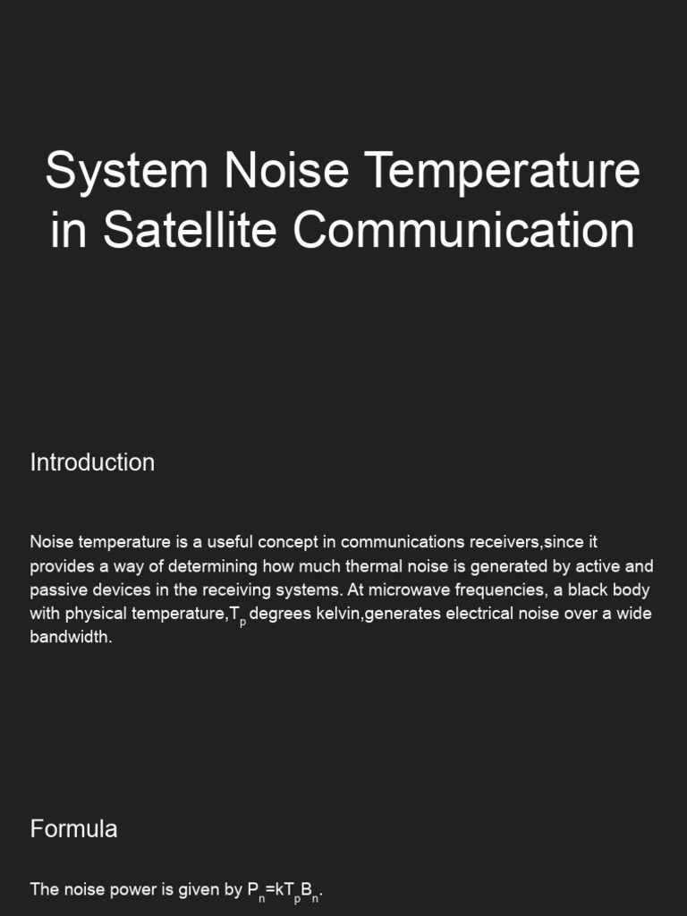 System Noise Temperature in Satellites | PDF | Temperature
