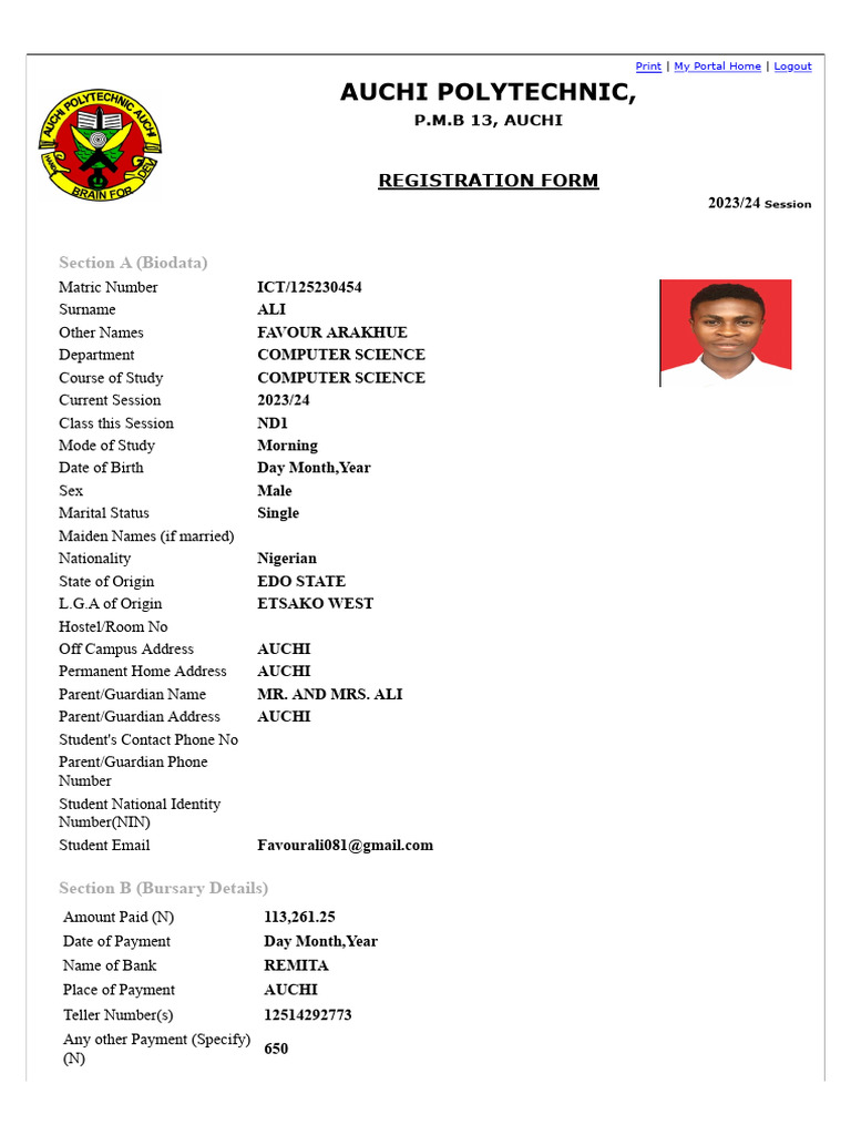 Registration Form | PDF | Computer Programming | Computing
