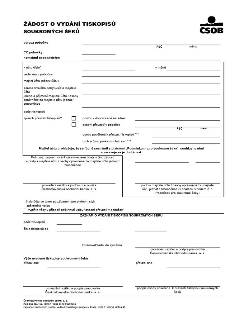 Csob Zadost o Seky cz4 | PDF