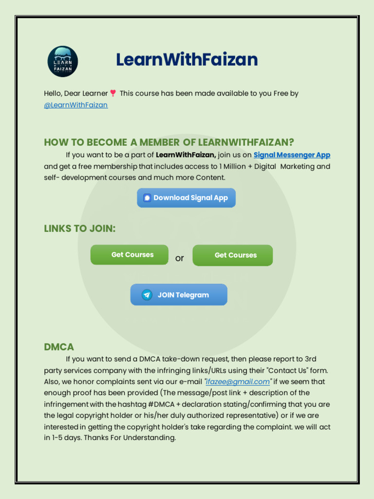 Join LearnWithFaizan for Free Courses | PDF