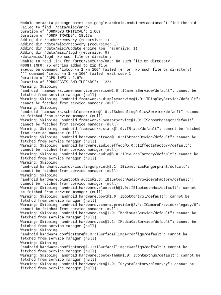 Android Service Manager Errors | PDF | Software | Computing