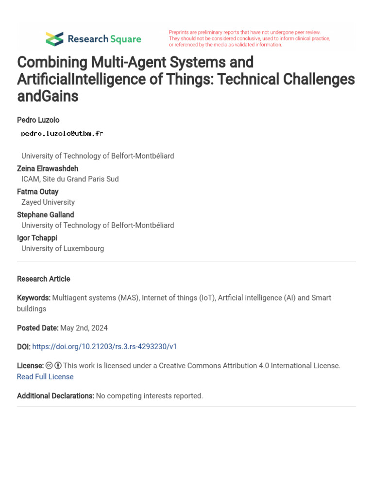 Combining Multi-Agent Systems and ArtificialIntell | PDF | Internet Of ...