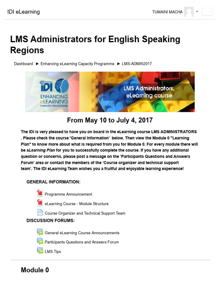 IDI eLearning Course for LMS Admins | PDF | Educational Technology ...