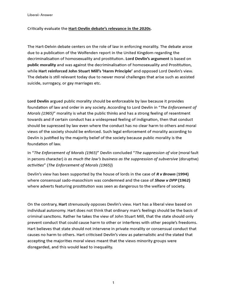 Hart-Devlin Debate: Relevance Today | PDF | Morality | Homosexuality
