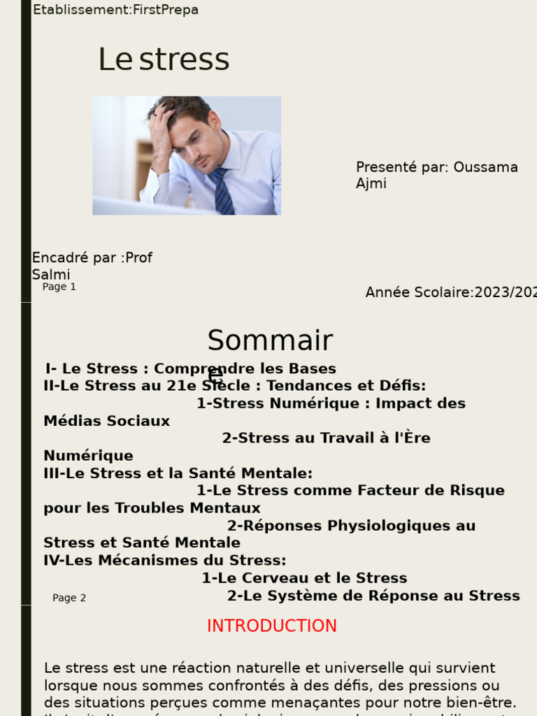Comprendre le Stress et ses Impacts | PDF | Stress (Biologie) | Émotions