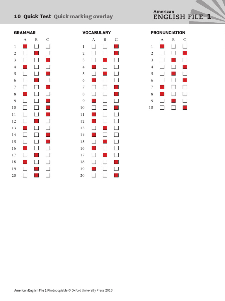 AEF1 File10 Quick Test Answer Key (WWW - Languagecentre.ir) | PDF