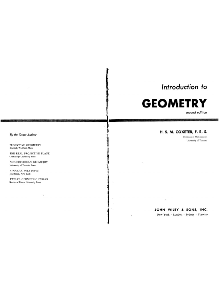 (Coxeter) Introduction To Geometry, 2nded (1969) | PDF