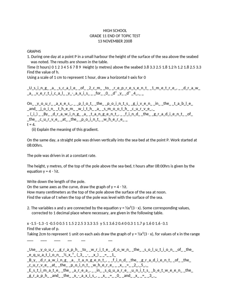 Grade 11 maths test 3 pdf