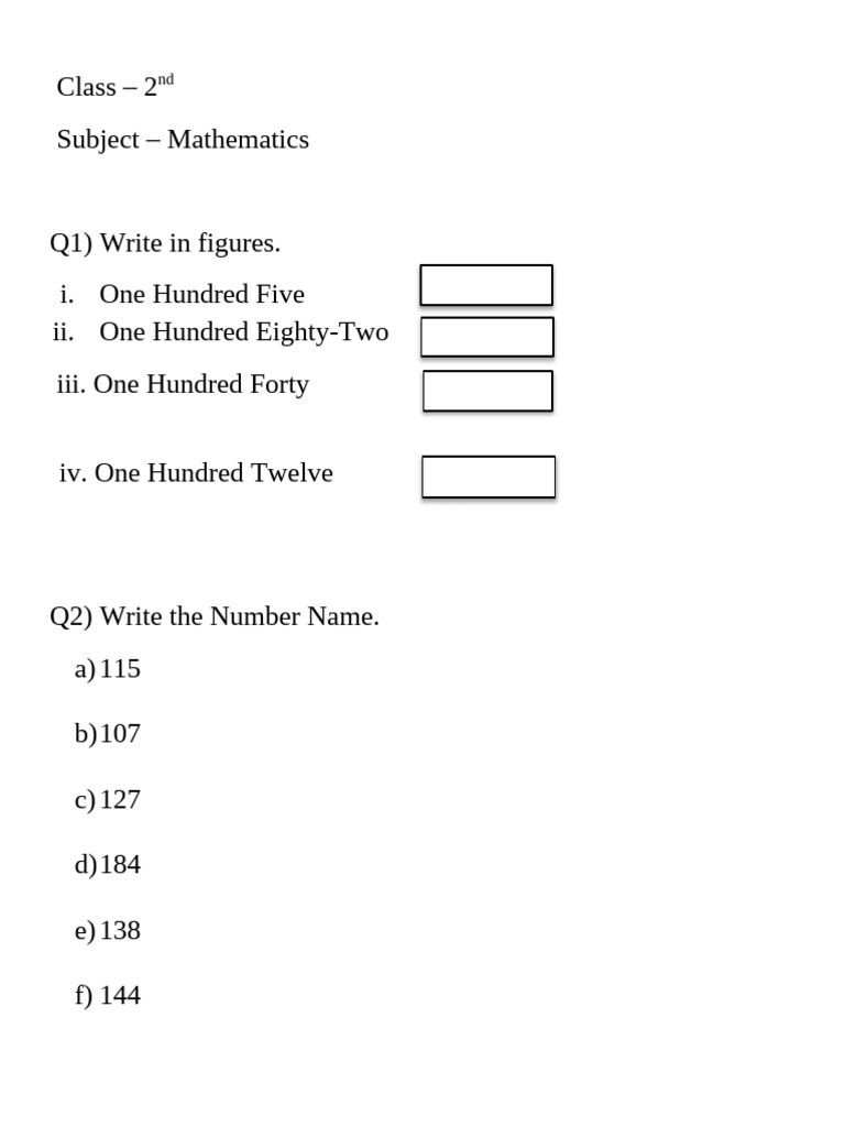 2nd Grade Math Practice Questions | PDF