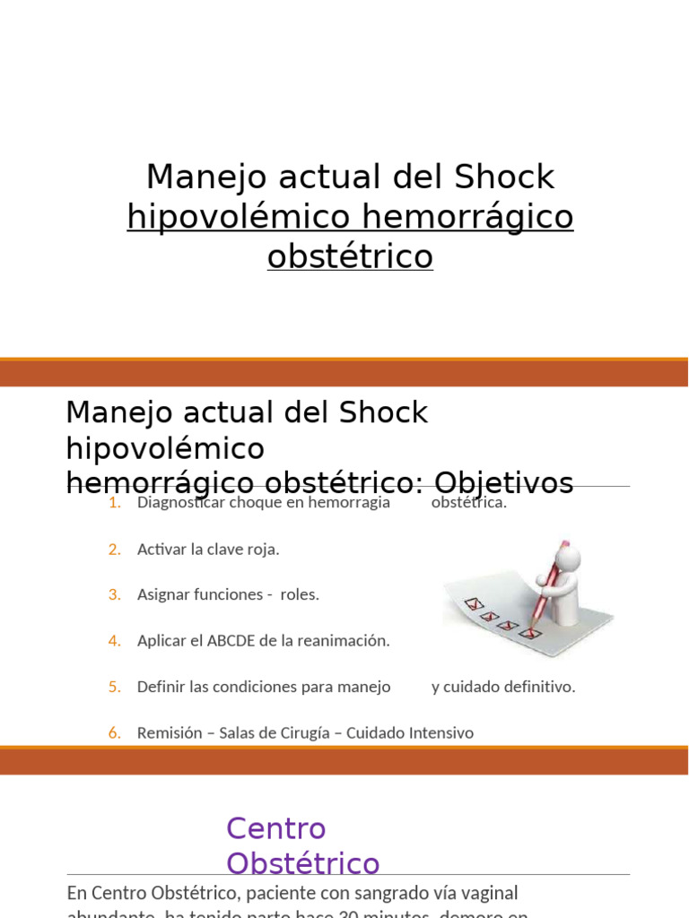 Manejo del Shock Hemorrágico Obstétrico | PDF | Parto | Especialidades ...