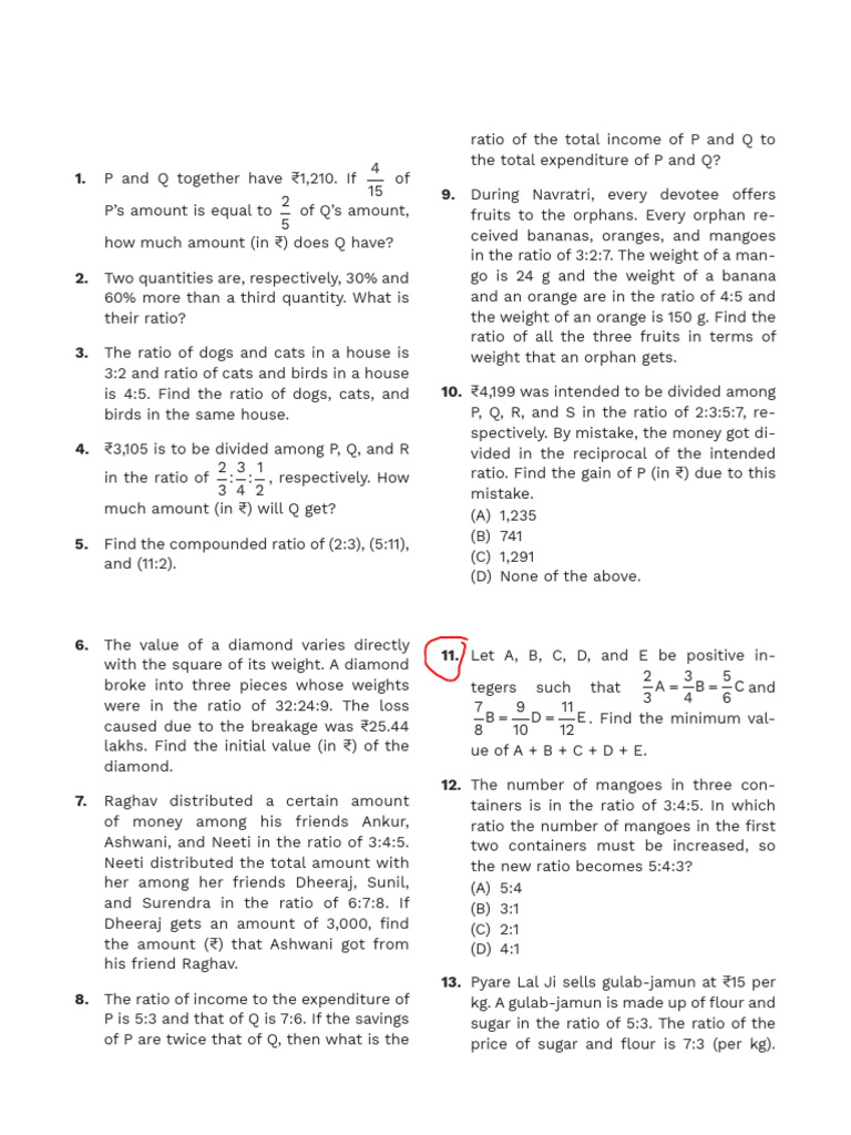 Ratio and Proportion Sheet 3 | PDF | Ratio | Economies