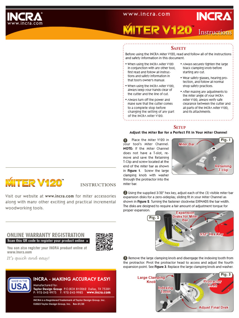 INCRA V120 Miter Gauge Setup Guide | PDF | Nut (Hardware) | Tools